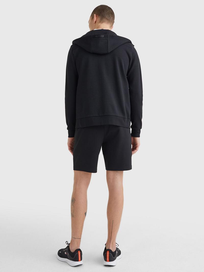 Férfi Tommy Hilfiger Solid tech zip Hoodies Fekete | HU 1249SGL